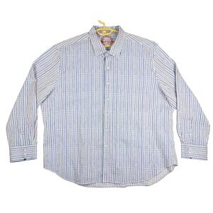 Robert Graham Mens 4XL Big Tall Striped Button Down Shirt Long Sleeve 100 Cotton